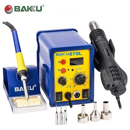 Baku LED Digital Display SMD Brushless Hot Air Rework Station with Soldering Iron and Heat Gun for Cell P BAKU-BK-878L